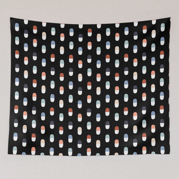 Item preview, Pharmacology and Pills - Aligned on Black designed and sold by Hodgepodge Bricolage.