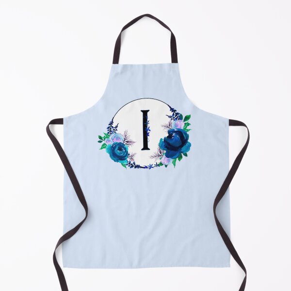 Item preview, The Letter 'I' Blue Floral Circle Monogram  designed and sold by Bumblefuzzies.
