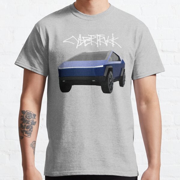 Tesla Cybertruck Blue | White Logo Classic T-Shirt