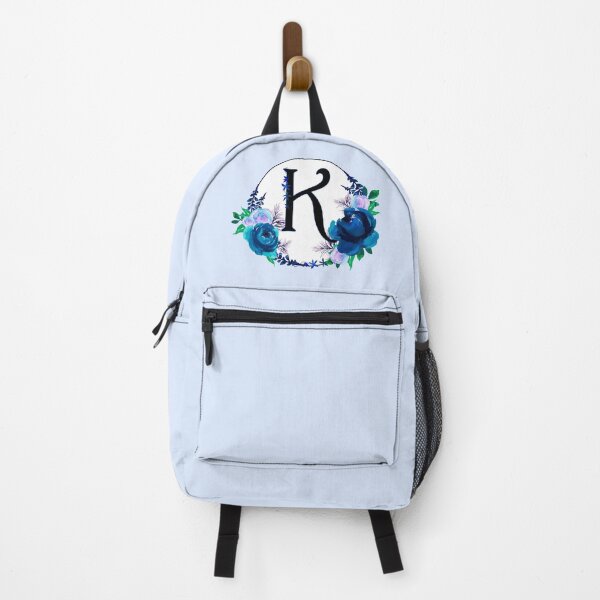 Item preview, The Letter 'K' Blue Floral Circle Monogram designed and sold by Bumblefuzzies.