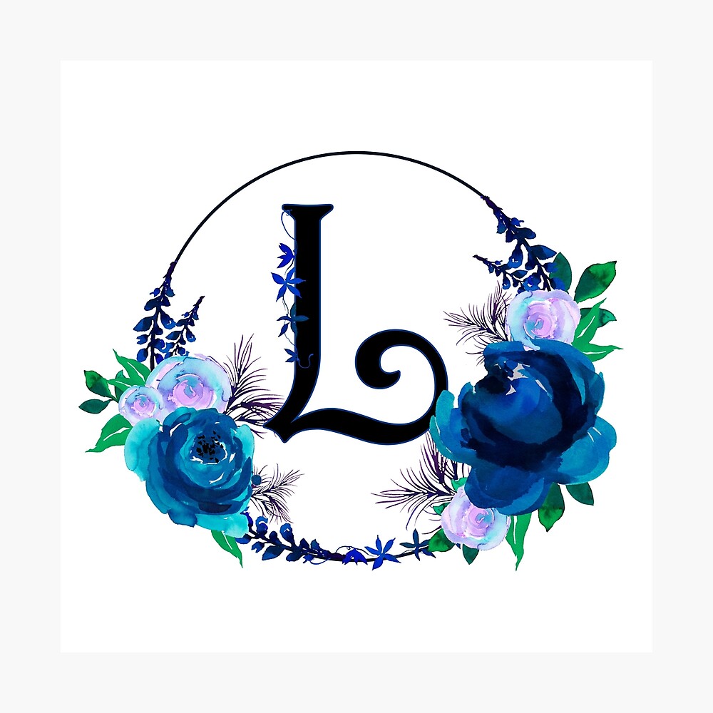 Initial, Monogram, L, Letter L, Flower Art Canvas Print for Sale