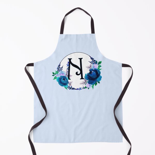 Item preview, The Letter 'N' Blue Floral Circle Monogram designed and sold by Bumblefuzzies.