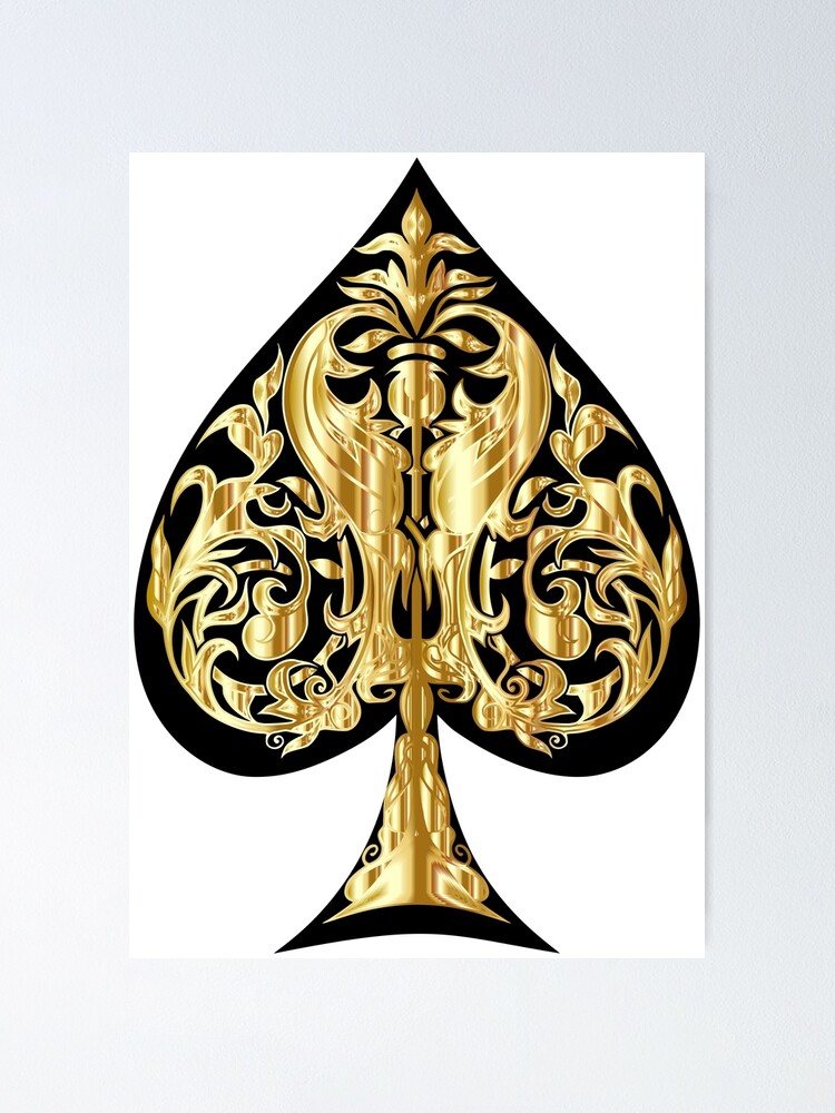 Black And Gold Ace Of Spades Card Canvas Poster