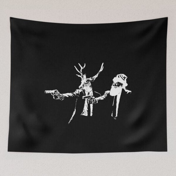 Item preview, Santa Claus And Reindeer Christmas Banksy Pulp Fiction designed and sold by Bevatron.