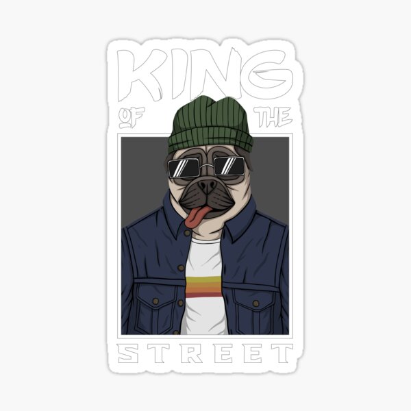 Vista previa del artículo con la obra «Pug Dawg - Rey de la calle», diseñado y vendido por wazoosi.