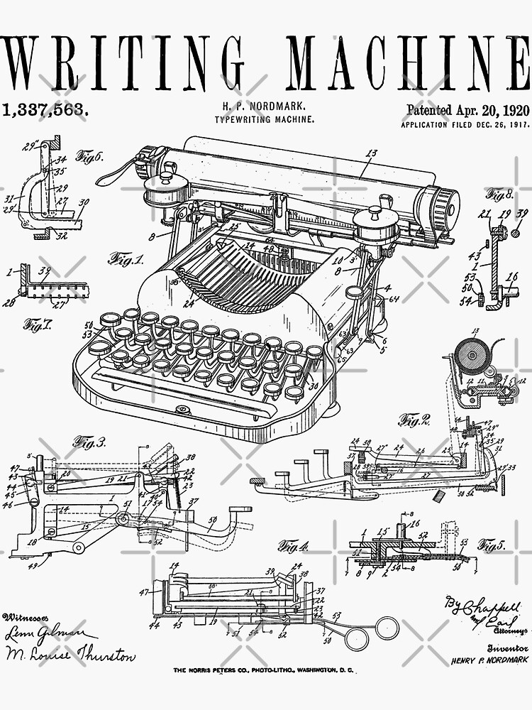 Typewriter Writing Machine Vintage Writer Patent Art Print by GrandeDuc