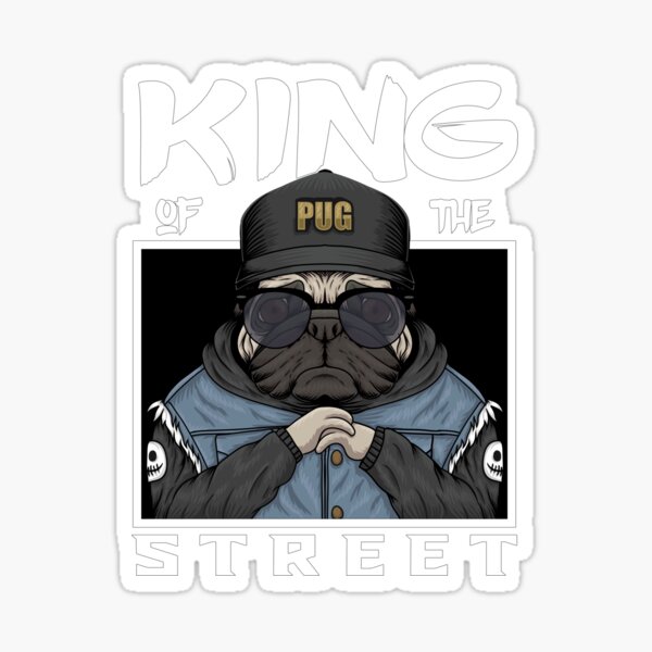 Vista previa del artículo con la obra «Rival Pug Dawg - Rey de la calle», diseñado y vendido por wazoosi.