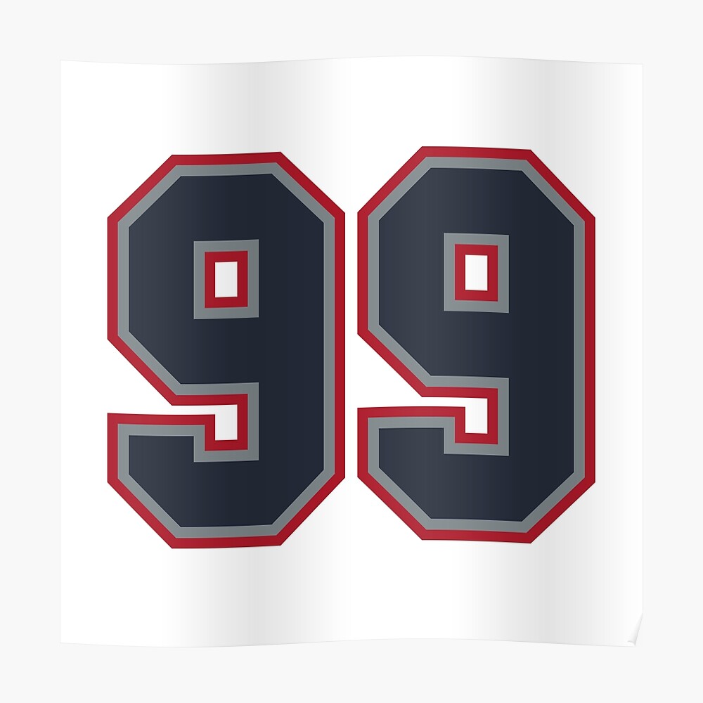 Number 99, grey on black sports jersey number Sticker for Sale by  LoveIsColorful