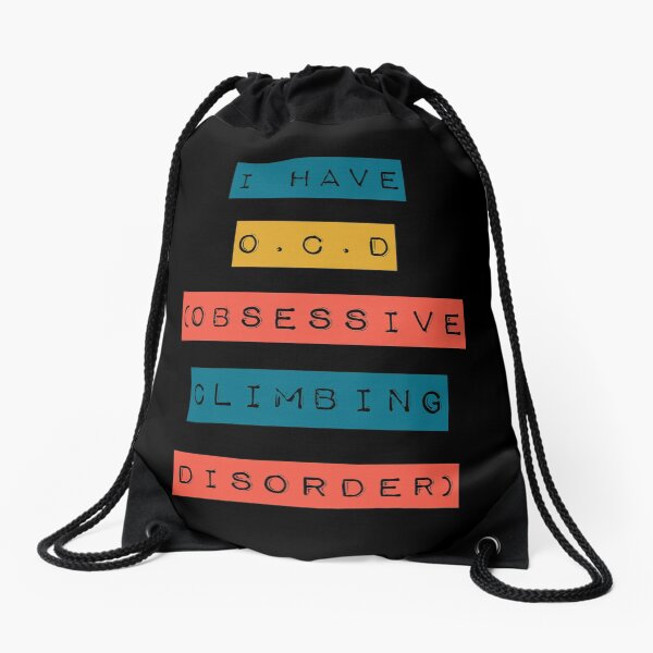 Retro O. C. D Rock climbing design Drawstring Bag