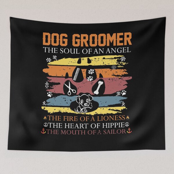 Aperçu de l'œuvre Cadeau rétro de toiletteur de chien cool Cadeau drôle de toiletteur de chien créée et vendue par abcxyzsma.