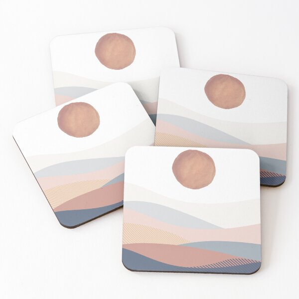 Item preview, Mountain Haze 4 - Landscape Line Art Pastel Abstract Simple Lines designed and sold by Quirkle Berry.