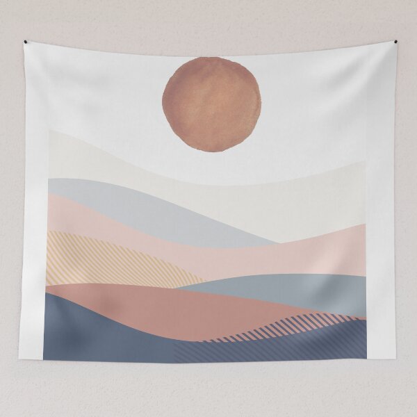 Item preview, Mountain Haze 4 - Landscape Line Art Pastel Abstract Simple Lines designed and sold by Quirkle Berry.