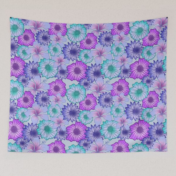 Item preview, Aqua Floral Seamless Pattern designed and sold by prettylacescoid.