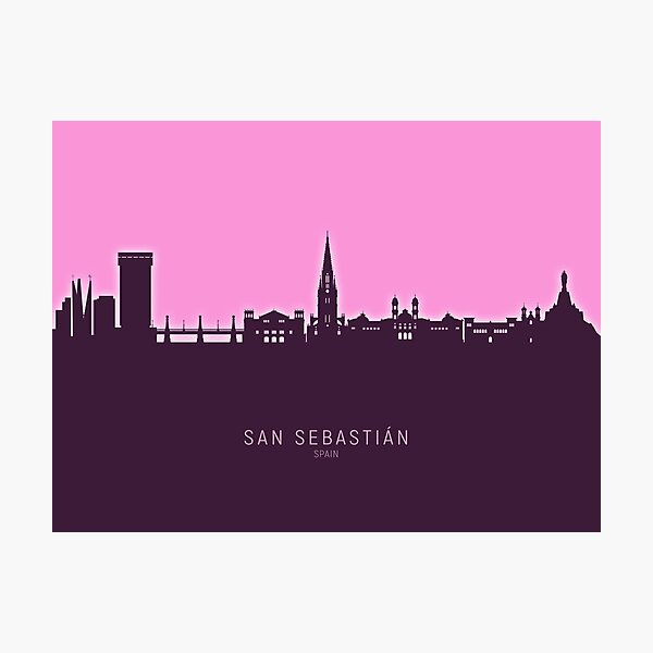 Vista previa del artículo con la obra «San Sebastian Spain Skyline», diseñado y vendido por ArtPrints.