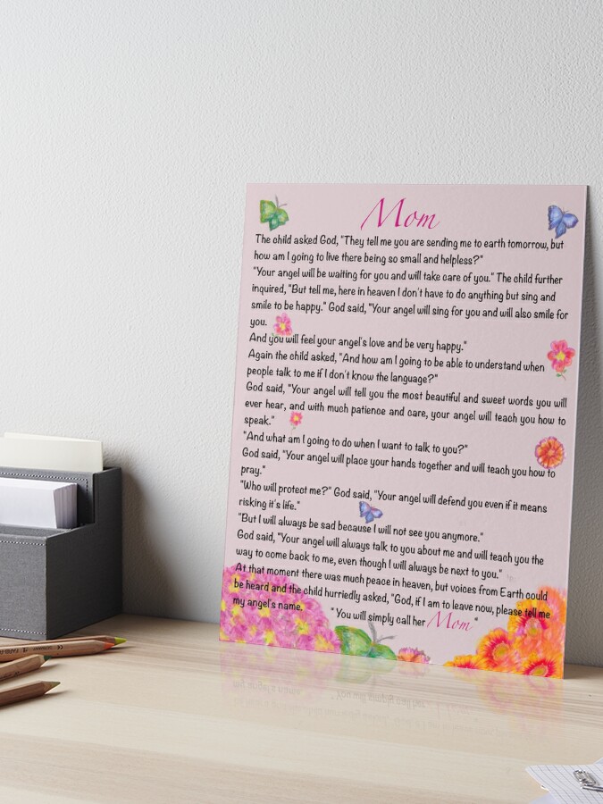 The best Mother's Day gifts 2024, You will simply call her mom Beautiful  poem about motherhood with angels Art Board Print for Sale by Artonmytee