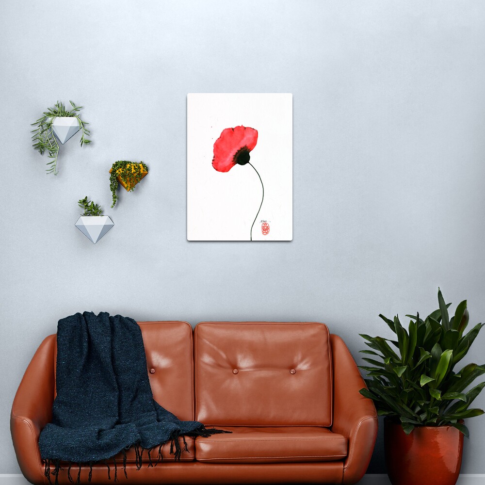 One Red Poppy Metal Print