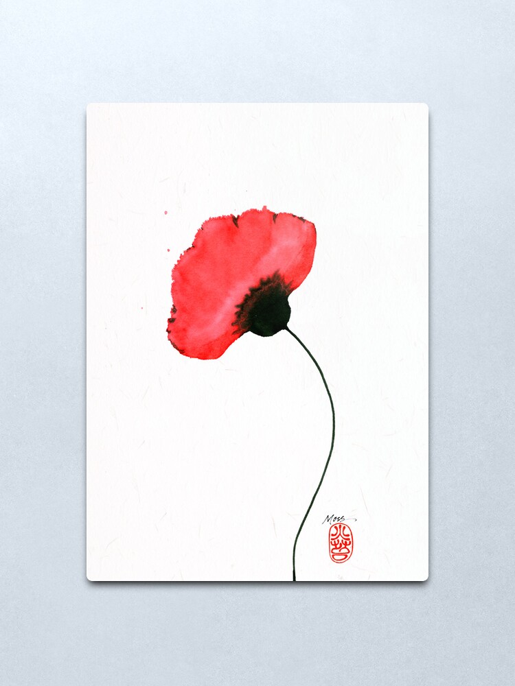 Alternate view of One Red Poppy Metal Print