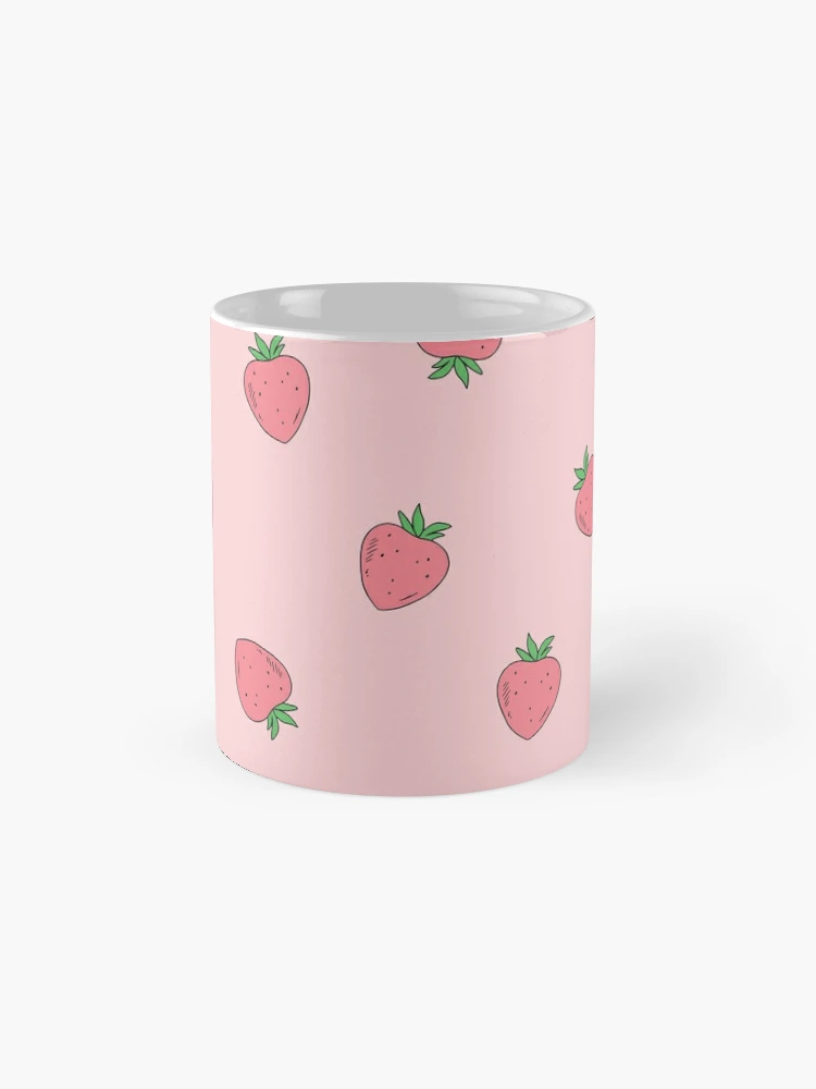 Cute funny sweet adorable little baby potatoes and red ripe summer  strawberries cartoon light pastel pink pattern design Coffee Mug