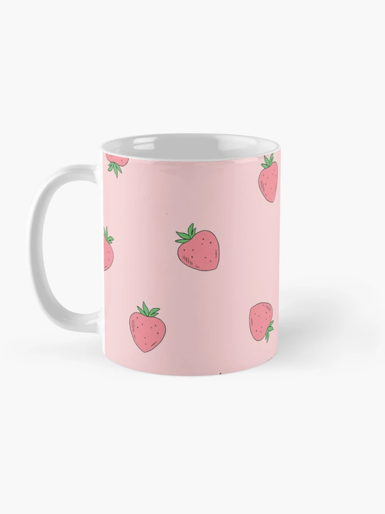 Cute funny sweet adorable little baby potatoes and red ripe summer  strawberries cartoon light pastel pink pattern design Coffee Mug