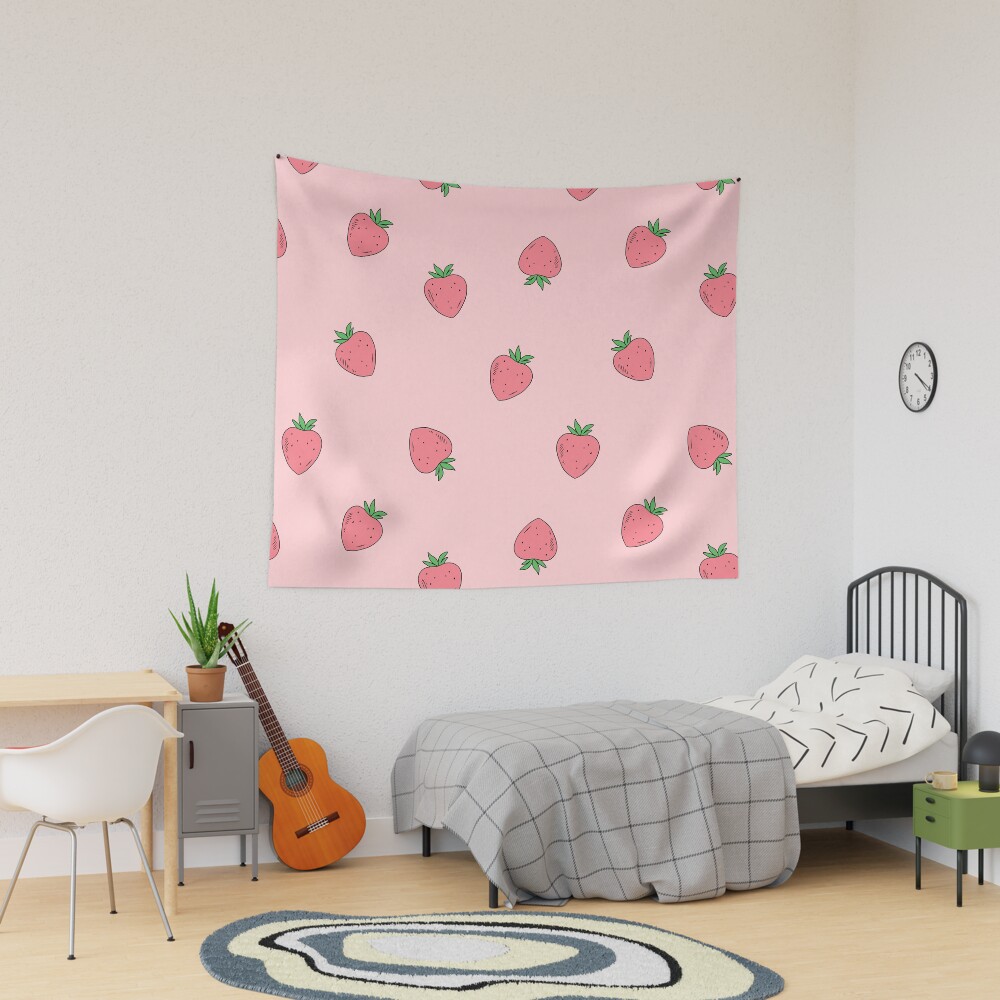 Cute Pastel Pink Aesthetic Strawberry Pattern