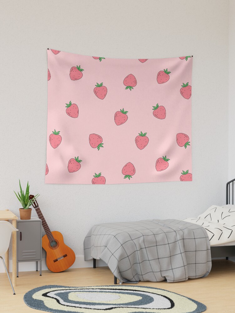 Cute Pastel Pink Aesthetic Strawberry Pattern