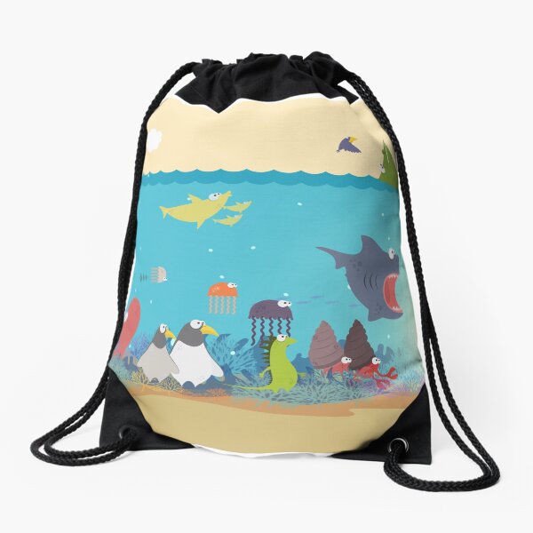 What's going on at the sea? Kids collection Drawstring Bag