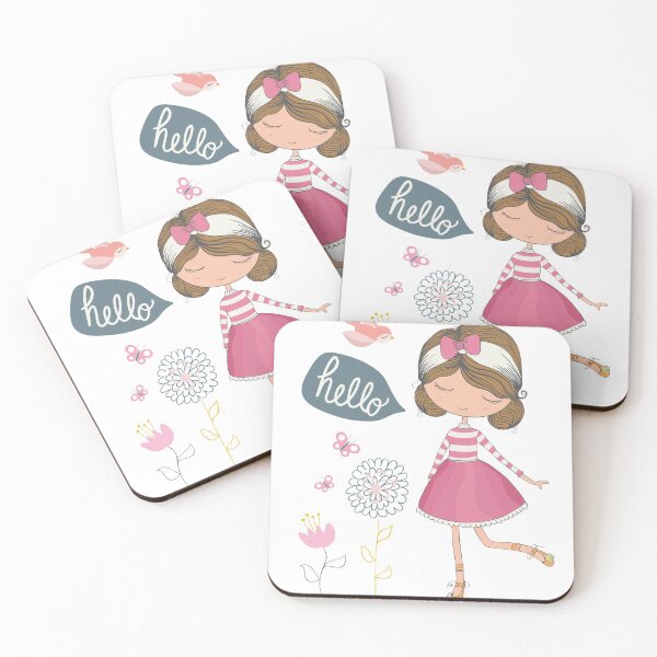 Item preview, girl wearing pink and white dress illustration, Cartoon characters designed and sold by Halalolo.