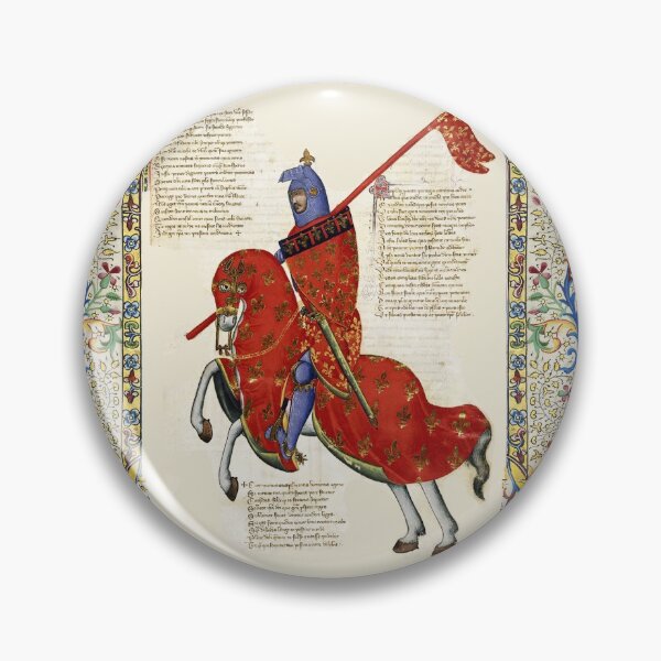 Item preview, RED KNIGHT HORSEBACK BLAZONED WITH GOLD RED FLEUR DE LYS HERALDRY Fiorentine Medieval Miniature designed and sold by BulganLumini.