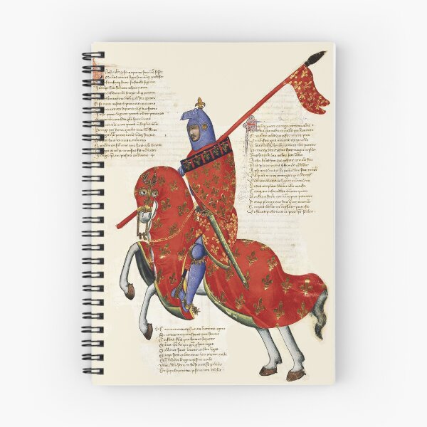 Item preview, RED KNIGHT HORSEBACK BLAZONED WITH GOLD RED FLEUR DE LYS HERALDRY Fiorentine Medieval Miniature designed and sold by BulganLumini.