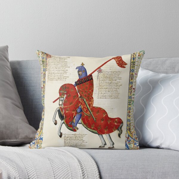 Item preview, RED KNIGHT HORSEBACK BLAZONED WITH GOLD RED FLEUR DE LYS HERALDRY Fiorentine Medieval Miniature designed and sold by BulganLumini.