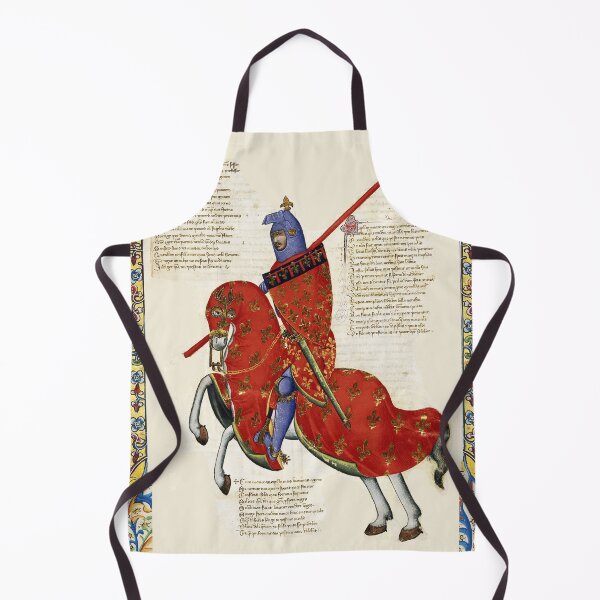 Item preview, RED KNIGHT HORSEBACK BLAZONED WITH GOLD RED FLEUR DE LYS HERALDRY Fiorentine Medieval Miniature designed and sold by BulganLumini.