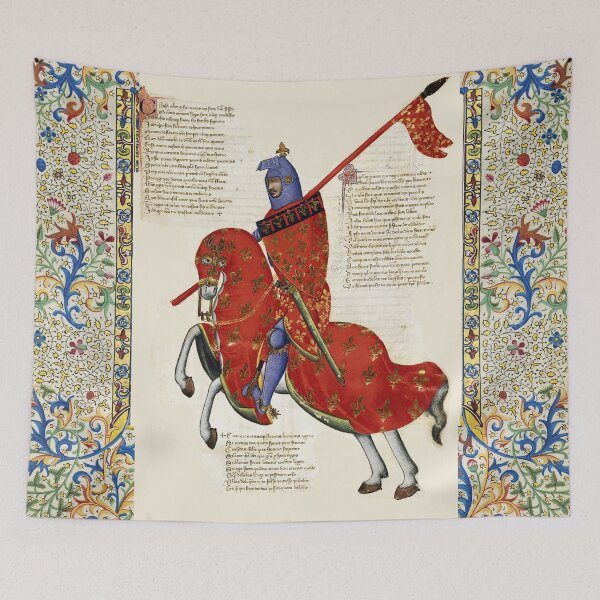 Item preview, CABALLERO ROJO BLAZONES CON FLOR DE LIS ROJA ORO HERÁLDICA Miniatura medieval florentina designed and sold by BulganLumini.