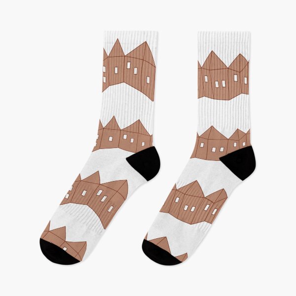 Item preview, rows of brown paper cut houses pattern designed and sold by rysunki-malunki.