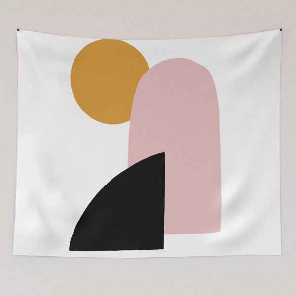 Item preview, Abstract Art - Mountains - Black Pink Yellow designed and sold by Geometricshow.