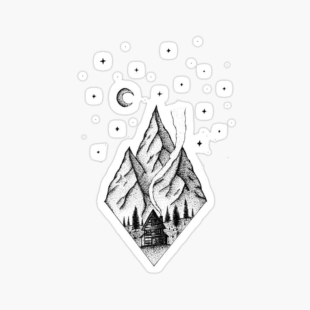 Planets and Mountain Landscape Dotwork Tattoo Design – Tattoos Wizard  Designs