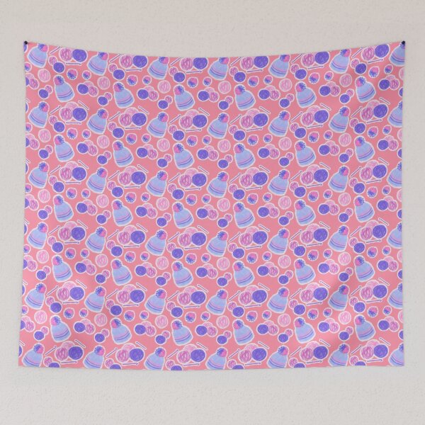 Item preview, 2.B crochet beanie yarn Pom Pom - Purple beanie peach background designed and sold by Sorena-Designs.