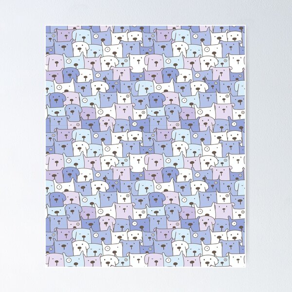 Item preview, Cute Multi Dog Print in Lilac and Pale Blue designed and sold by cgroenewald.