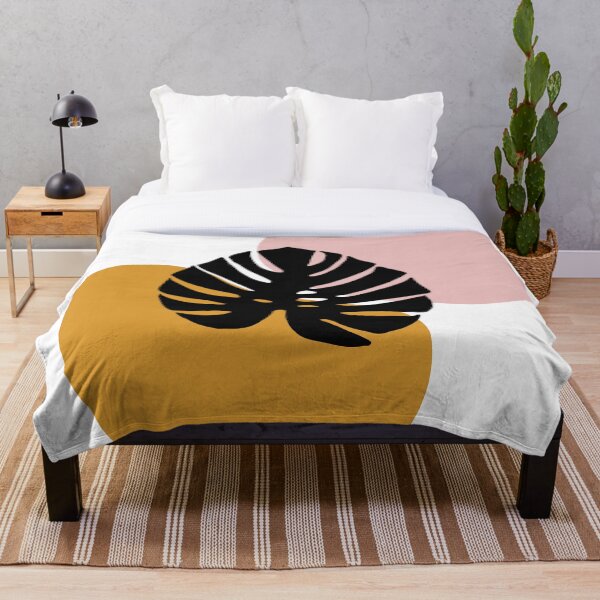Aperçu de l'œuvre Art Abstrait - Feuille de Monstera et Gouttes - Noir Rose Jaune créée et vendue par Geometricshow.