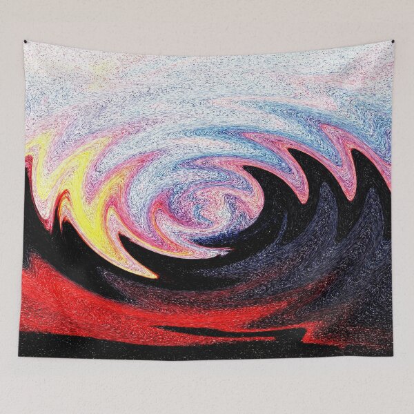 Item preview, Bright Lava field warped neon zig zag speckled pattern blue pink red and black designed and sold by CeeLeighTees.