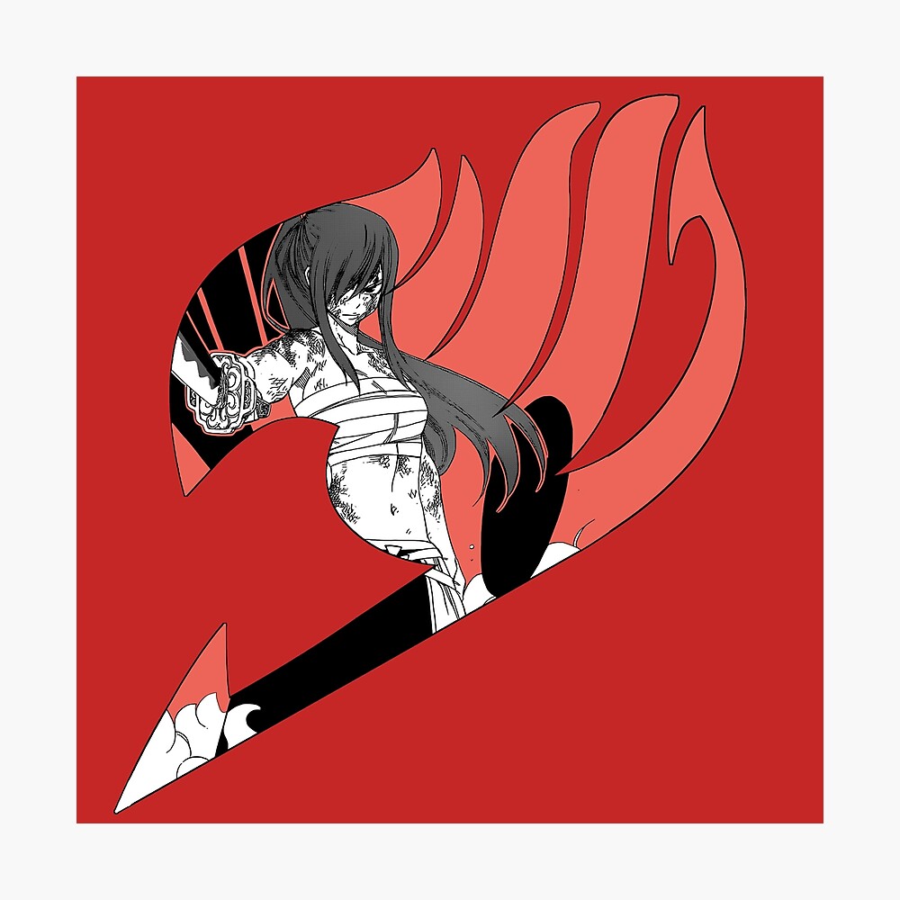 Erza Scarlet Fairy Tail Logo Poster Von Lgextra Redbubble