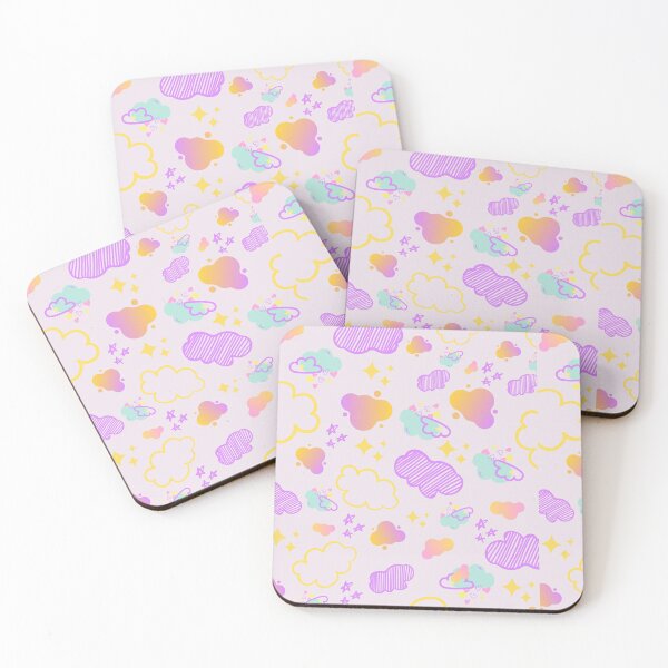 Item preview, Lilac violet dreamy neon clouds stars pattern gift design designed and sold by Michael Schmidt.