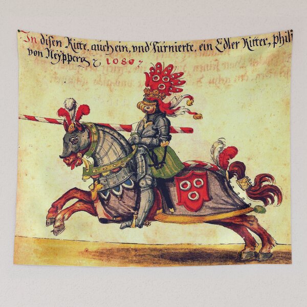 Item preview, MEDIEVAL KNIGHT OF THE NEIPPBERG HORSEBACK WITH LANCE AND RED WHITE FEATHERS designed and sold by BulganLumini.