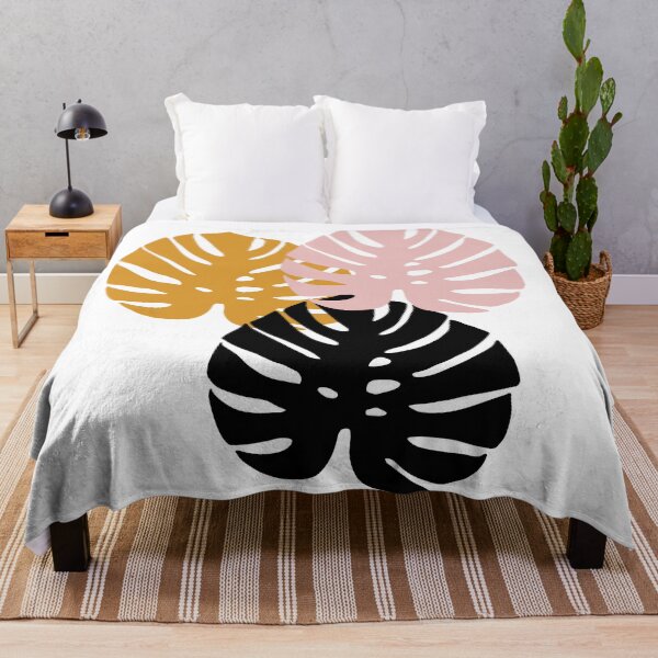 Item preview, Abstract Art - Monstera Leaves - Black Pink Yellow designed and sold by Geometricshow.