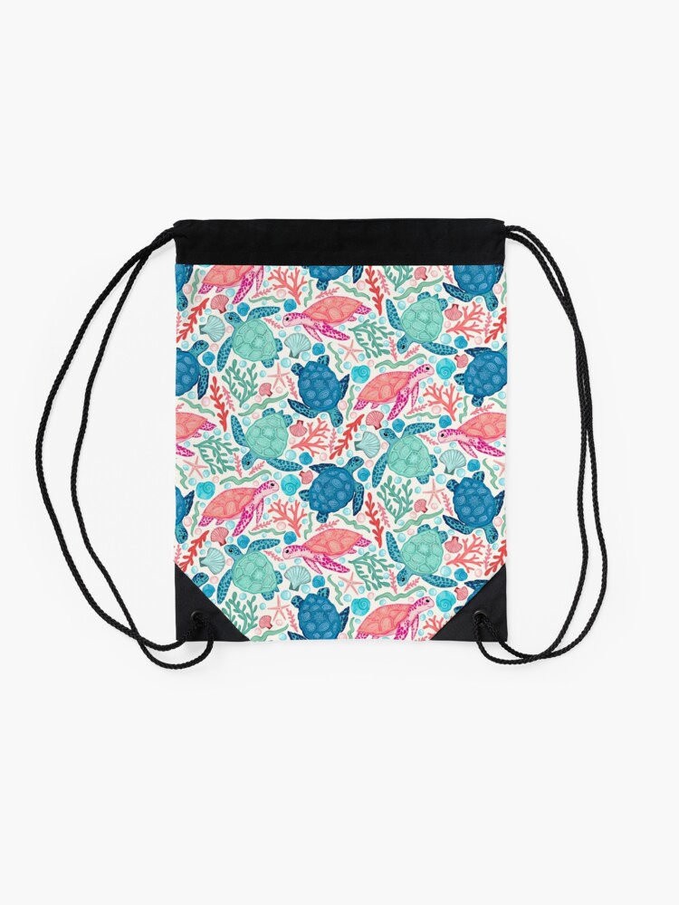 Alternate view of Paradise Beach Turtles Drawstring Bag