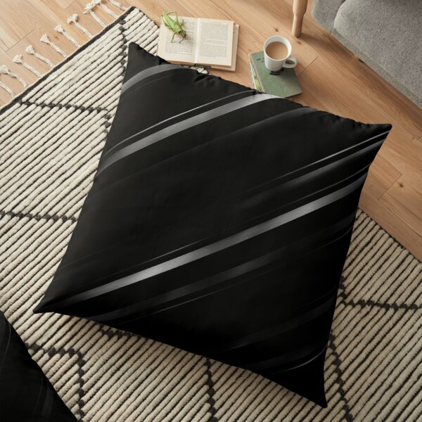 Minimalist Black Linear Abstract Print Floor Pillow