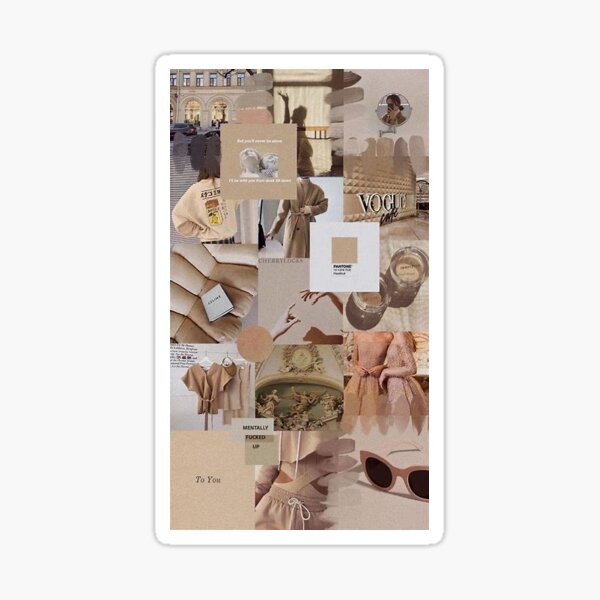 trendy beige asthetic collage Sticker