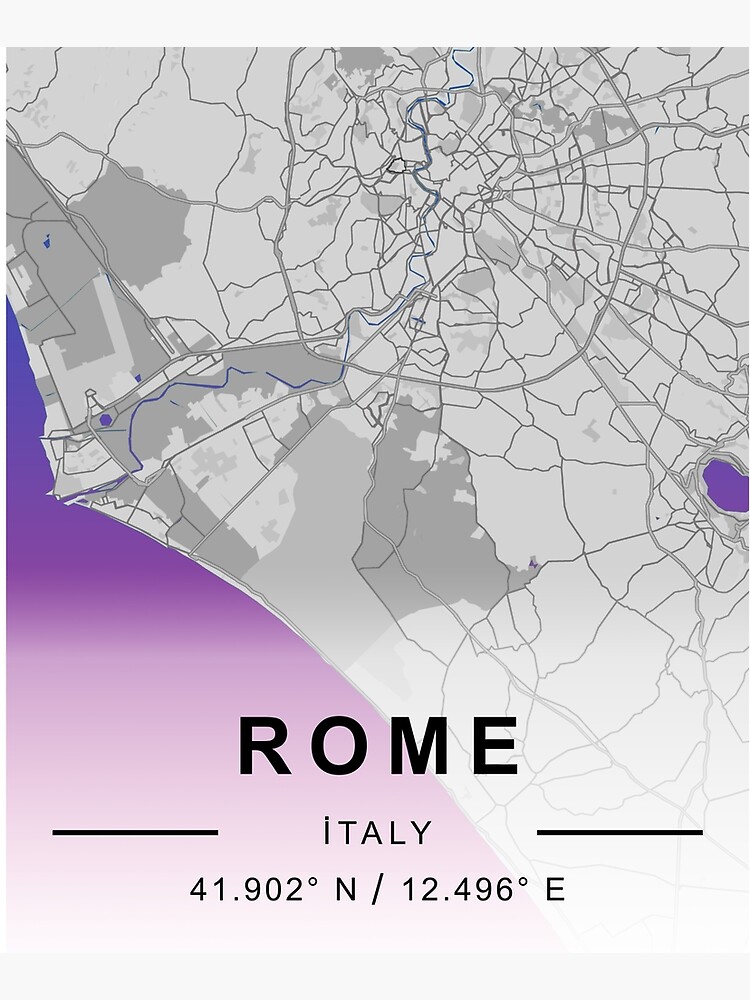 Lámina Montada Cartel De Mapa De Carreteras De La Ciudad De Roma Sİmple Todas Las Carreteras En 6997