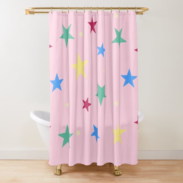 Rainbow stars on pink Shower Curtain