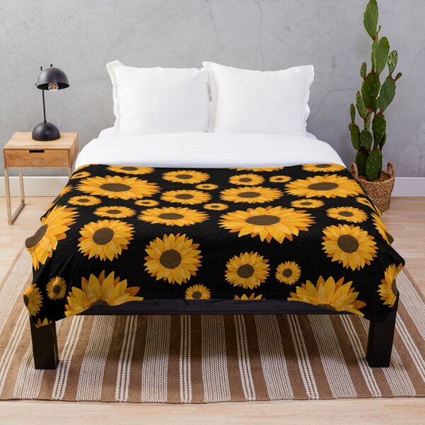 Item preview, Happy Sunflower Pattern in black and gold designed and sold by CoffeePandaArt.