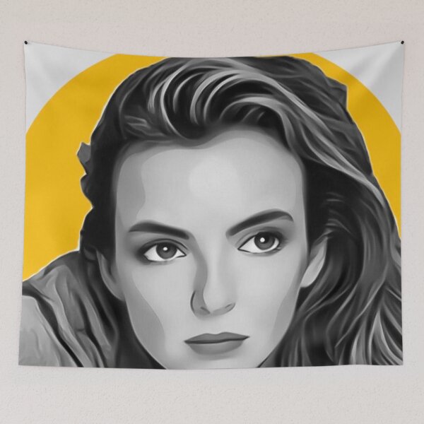 Artikelvorschau, Jodie Comer Villanelle Schwarz-Weiß-Cartoon (Killing Eve) entworfen und verkauft von emcazalet.